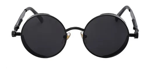 Lentes De Sol Steampunk - Spring - Metálicos - Marco Negro Lente Negro - Protección Uv 400