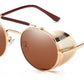 Lentes De Sol Steampunk Mesh - Metálicos - Marco Dorado Cristal Cafe