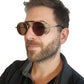 Lentes De Sol Steampunk Mesh - Metálicos - Marco Dorado Cristal Cafe
